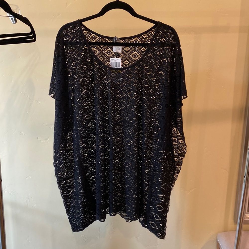 NWT Becca Black Eyelet Cover up. Size M/L